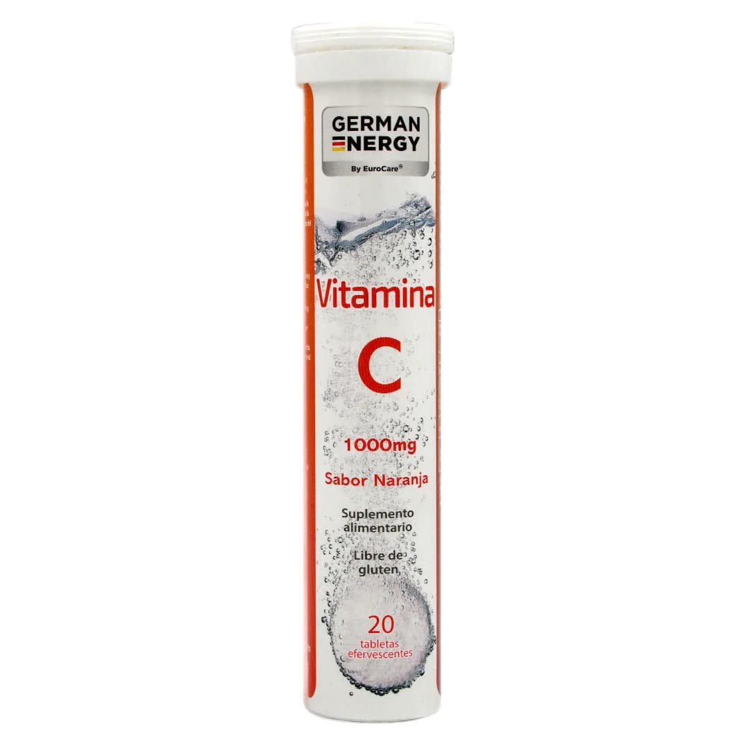 Vitamina C 1000 mg Sabor Naranja Sin Gluten 20 Tabletas Esfervescentes