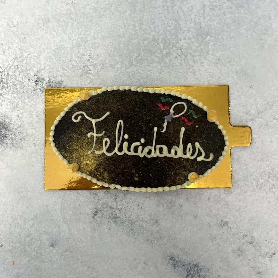Placa de Chocolate con leyenda. Felicidades. 1 Un.