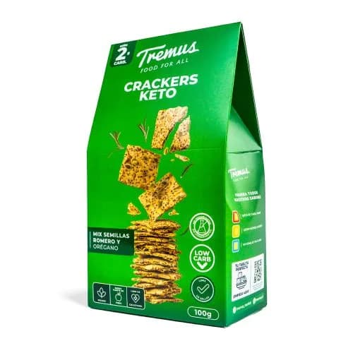 Crackers Keto Semillas Romero y Orégano, 100 gr