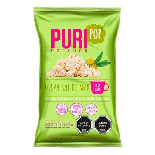 Pop Corn Libre de Gluten y Vegano con Sal de Mar y Aceite de Oliva Tamaño Familiar 125 Grs