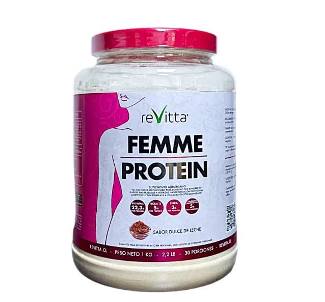 Femme Protein Revitta Dulce de Leche 1Kg. Sin Azúcar. Sin Gluten.
