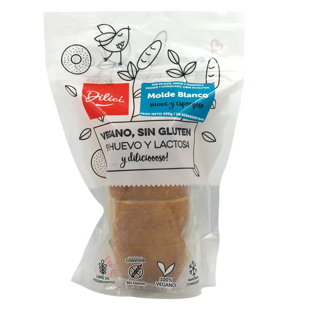 Pan de Molde Blanco Suave y Esponjoso Sin Gluten 430 grs